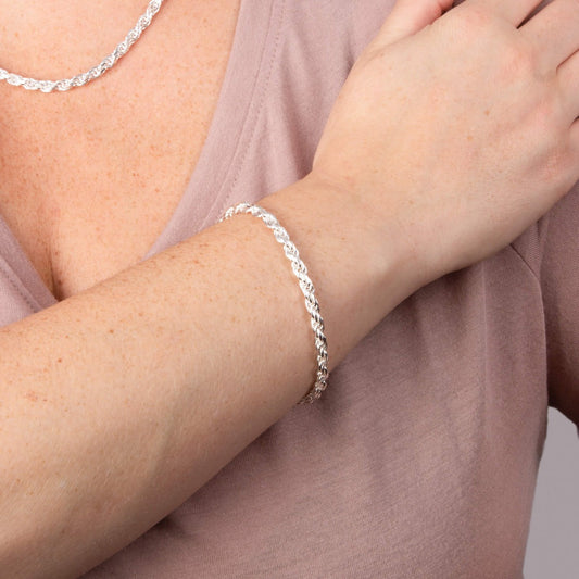 Beginnings Diamond Cut Rope Chain Bracelet-1