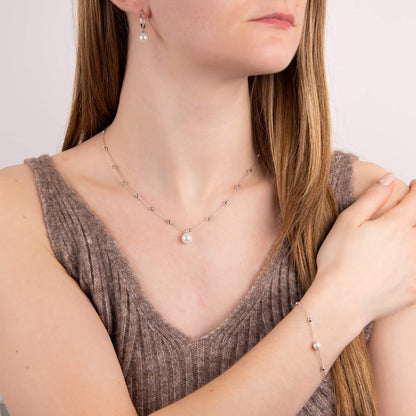 Diamonfire Station Necklace with Shell Pearl-2