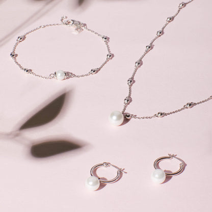 Diamonfire Station Necklace with Shell Pearl-3