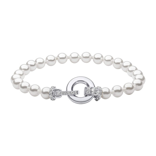 Diamonfire Shell Pearl Bracelet with Zirconia Feature Clasp-0