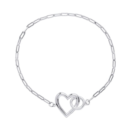 Beginnings Heart Connection Chain Bracelet in recycled sterling silver.