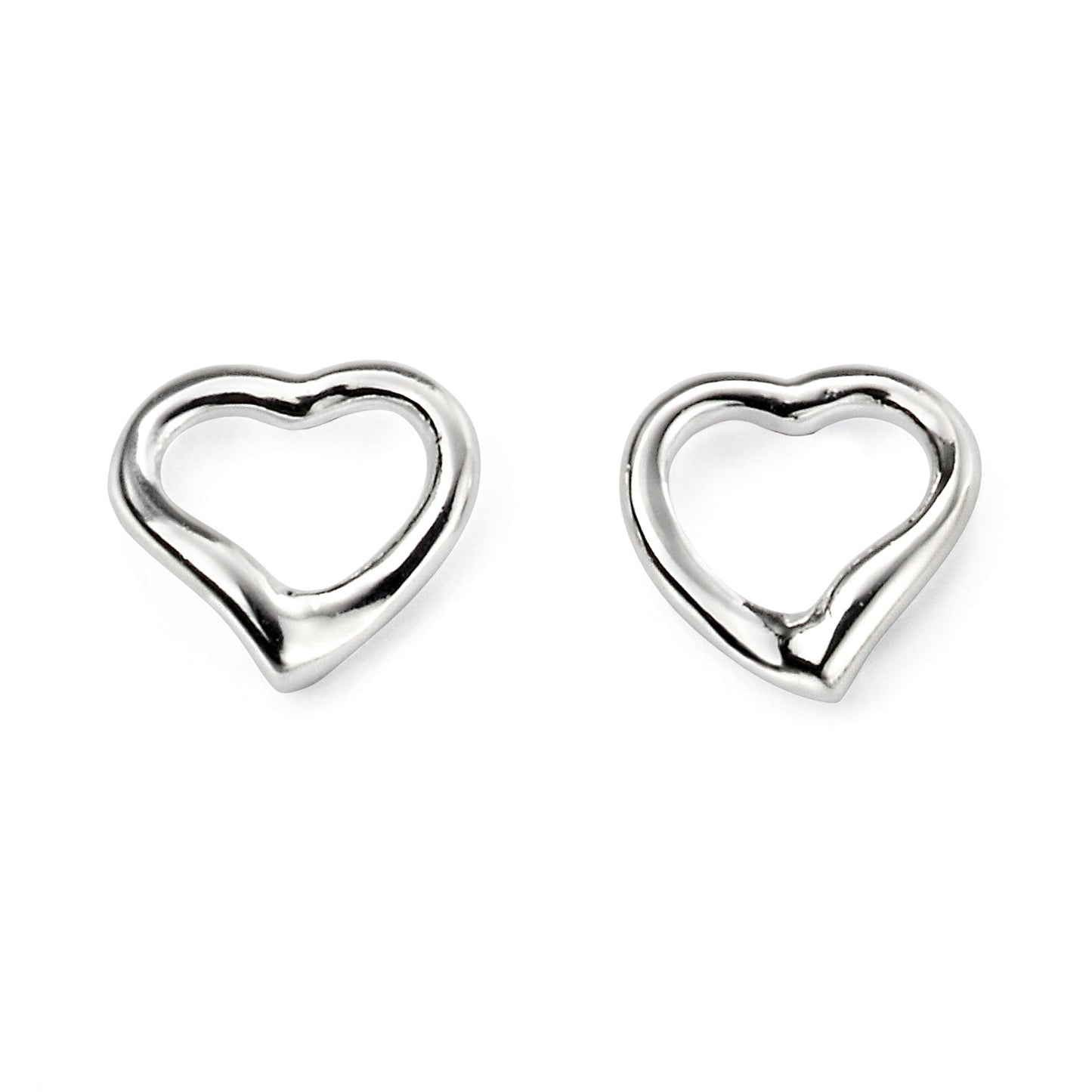 Beginnings small open heart stud earrings in sterling silver.