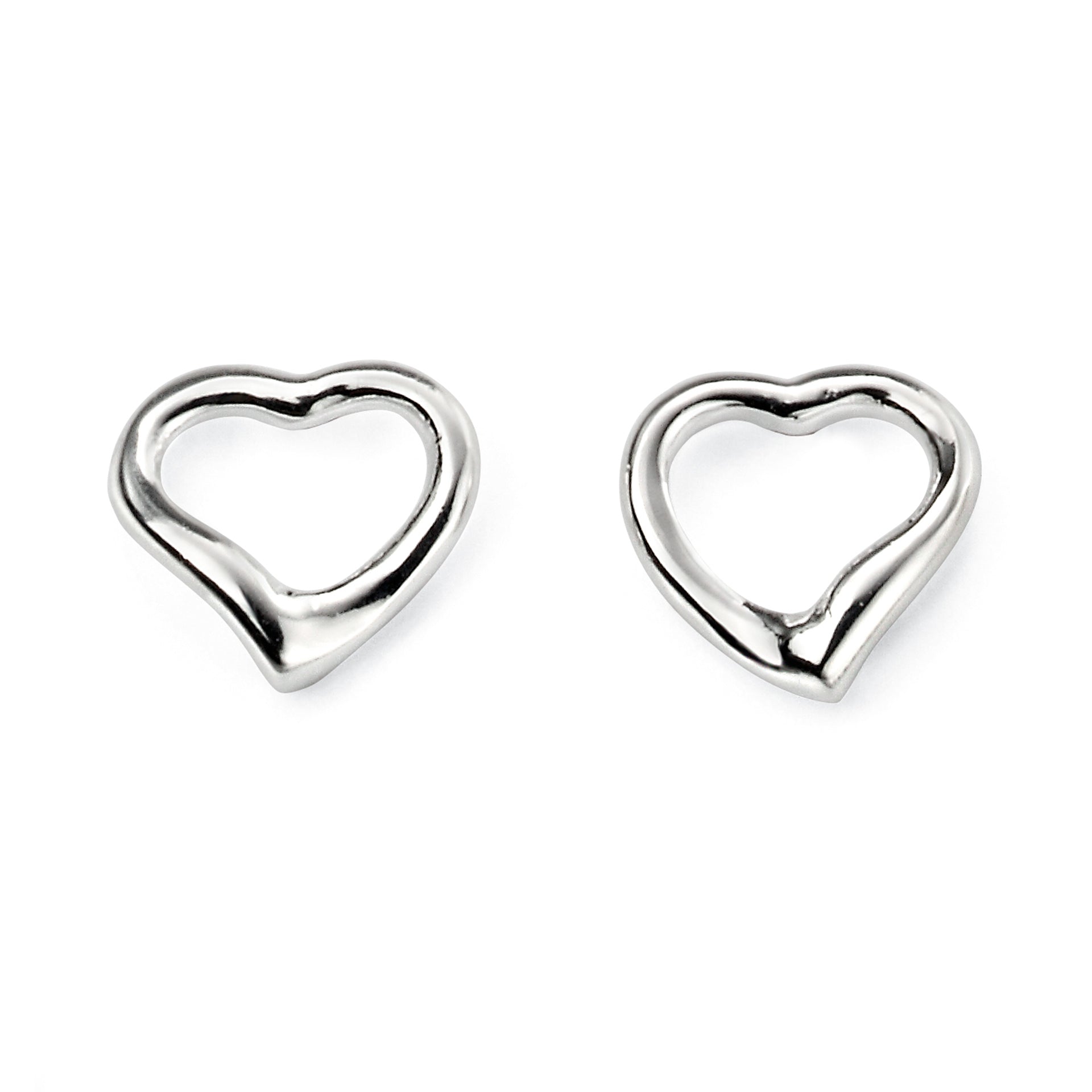 Beginnings small open heart stud earrings in sterling silver.