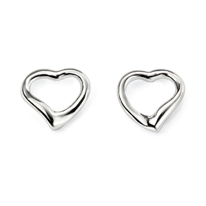 Beginnings small open heart stud earrings in sterling silver.