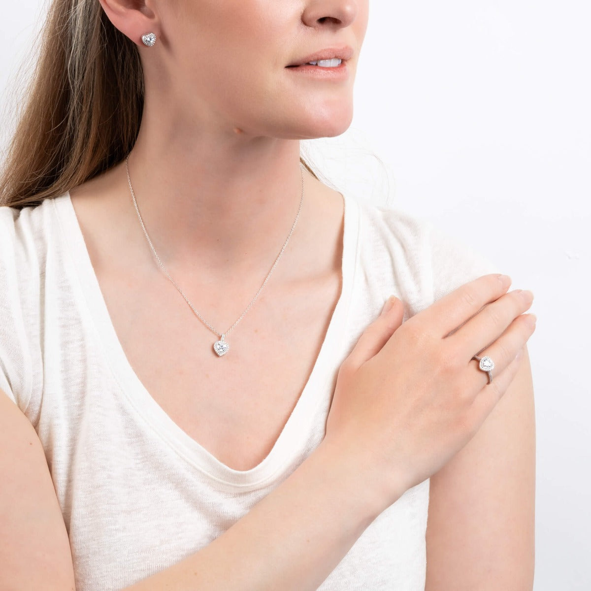 Diamonfire Pave Set Zirconia Heart Pendant-2