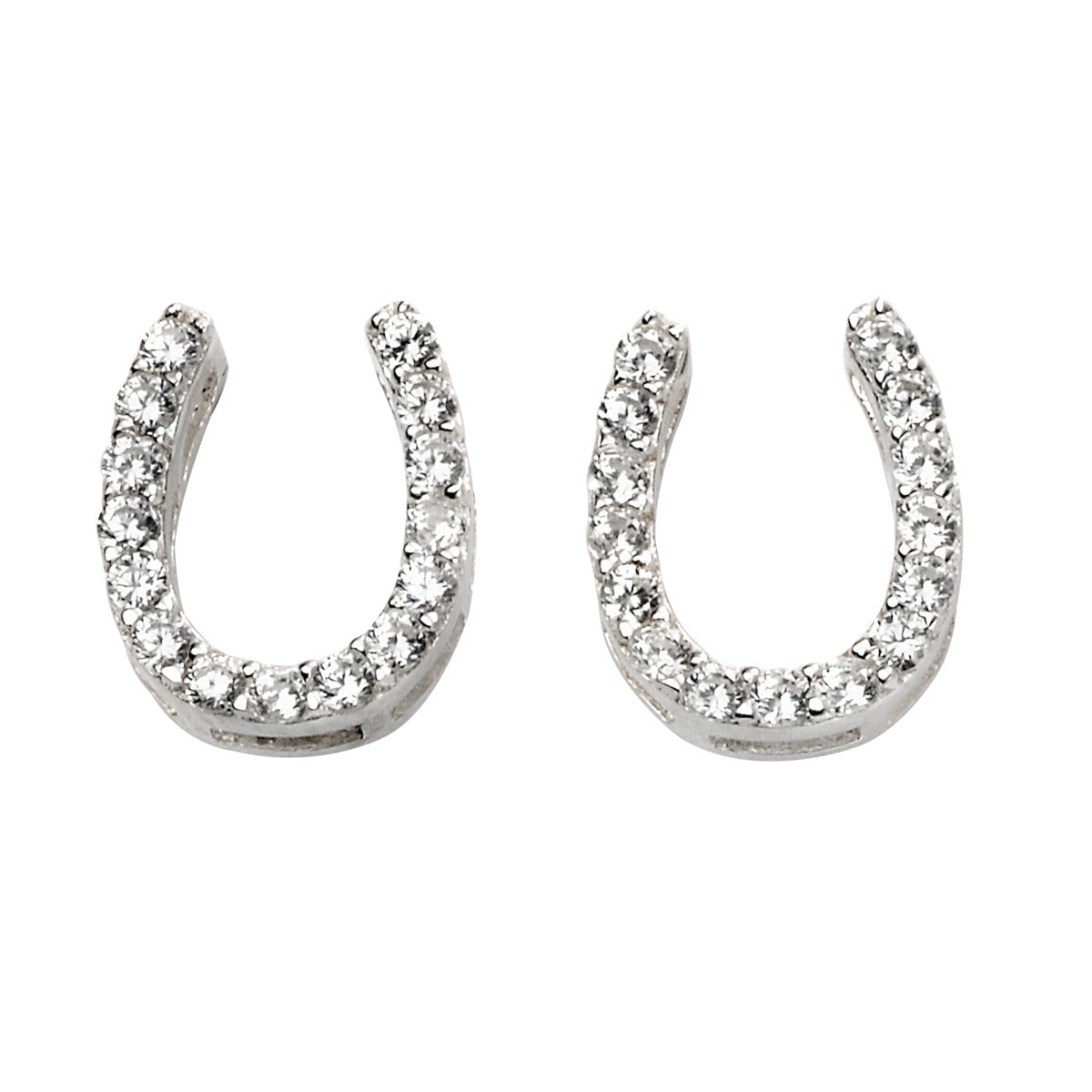 Beginnings horseshoe stud earrings in 925 sterling silver with cubic zirconia.