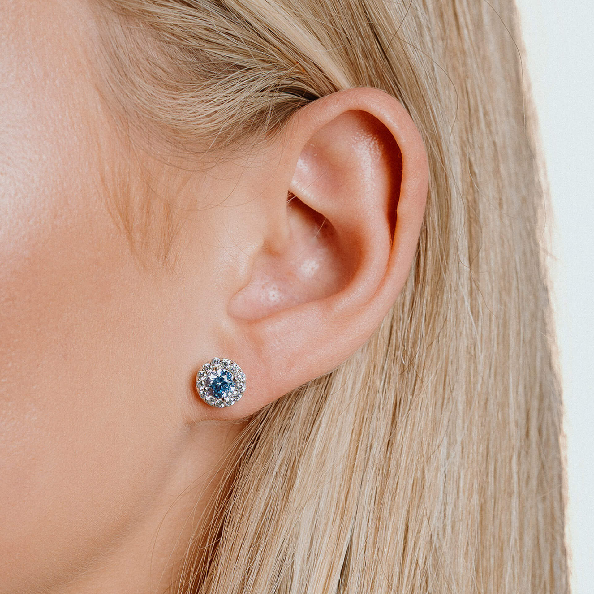 Diamonfire Blue Pave Set Stud Earrings-1
