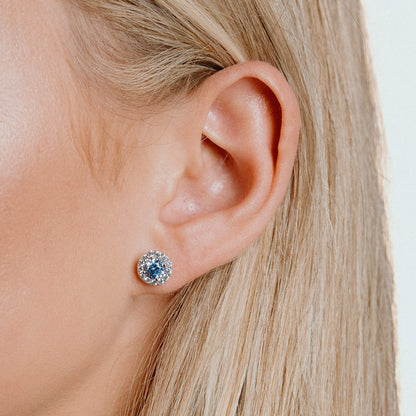 Diamonfire Blue Pave Set Stud Earrings-1