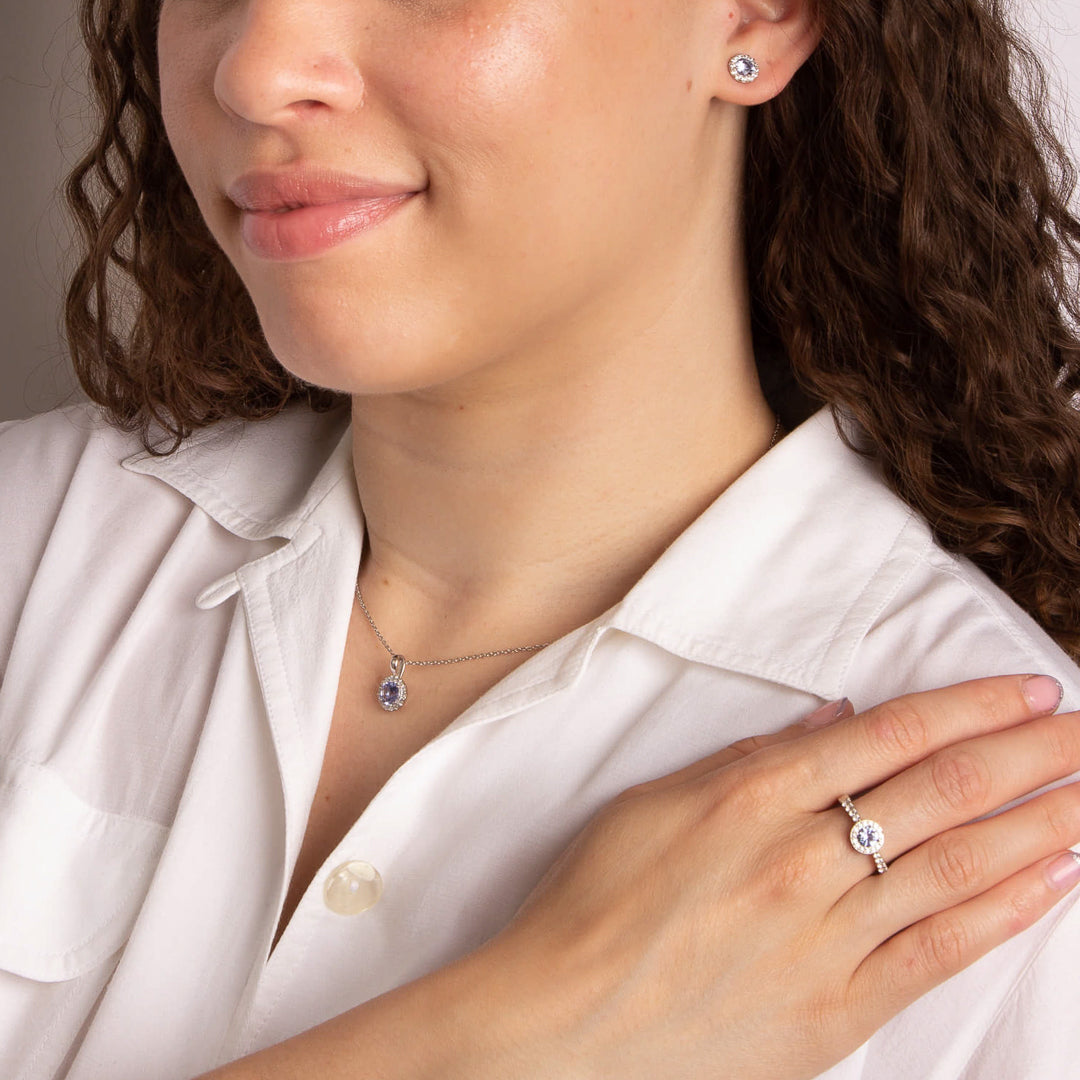 Diamonfire Blue Pave Set Stud Earrings-2