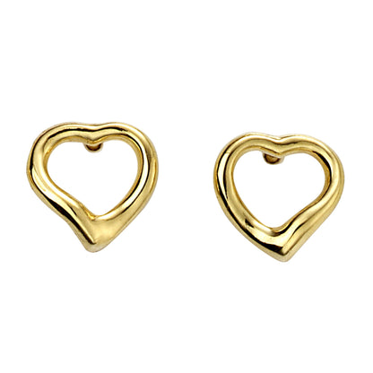 Beginnings small open heart stud earrings in yellow gold-plated sterling silver.