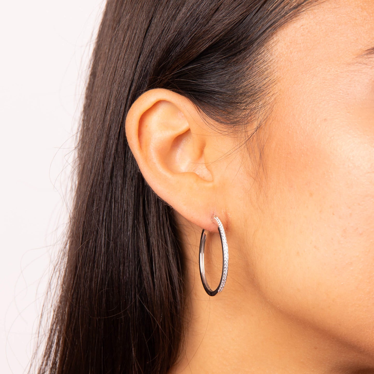 33mm Large Hoop Earrings – Sterling Silver, Triple Plated