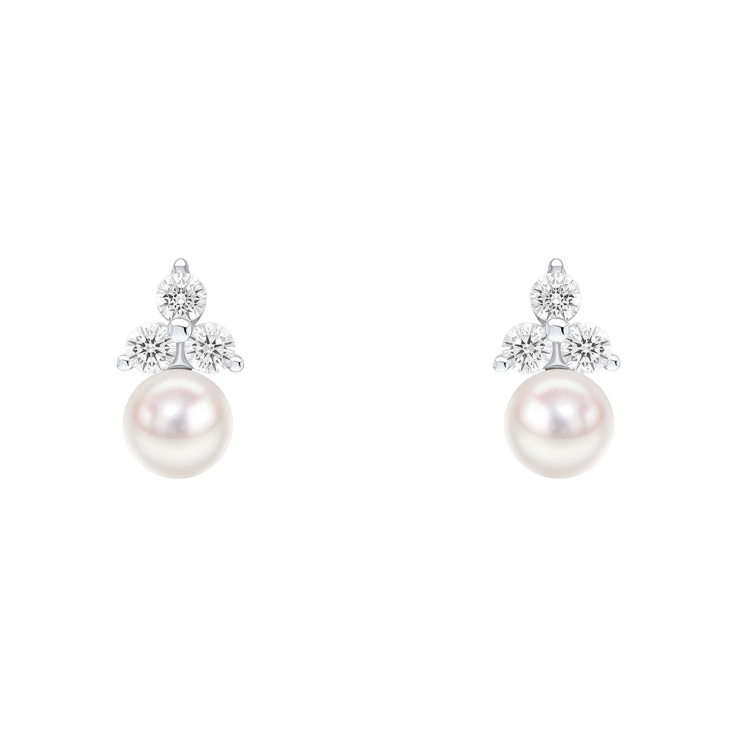 Beginnings shell pearl and zirconia stud earrings in recycled sterling silver.