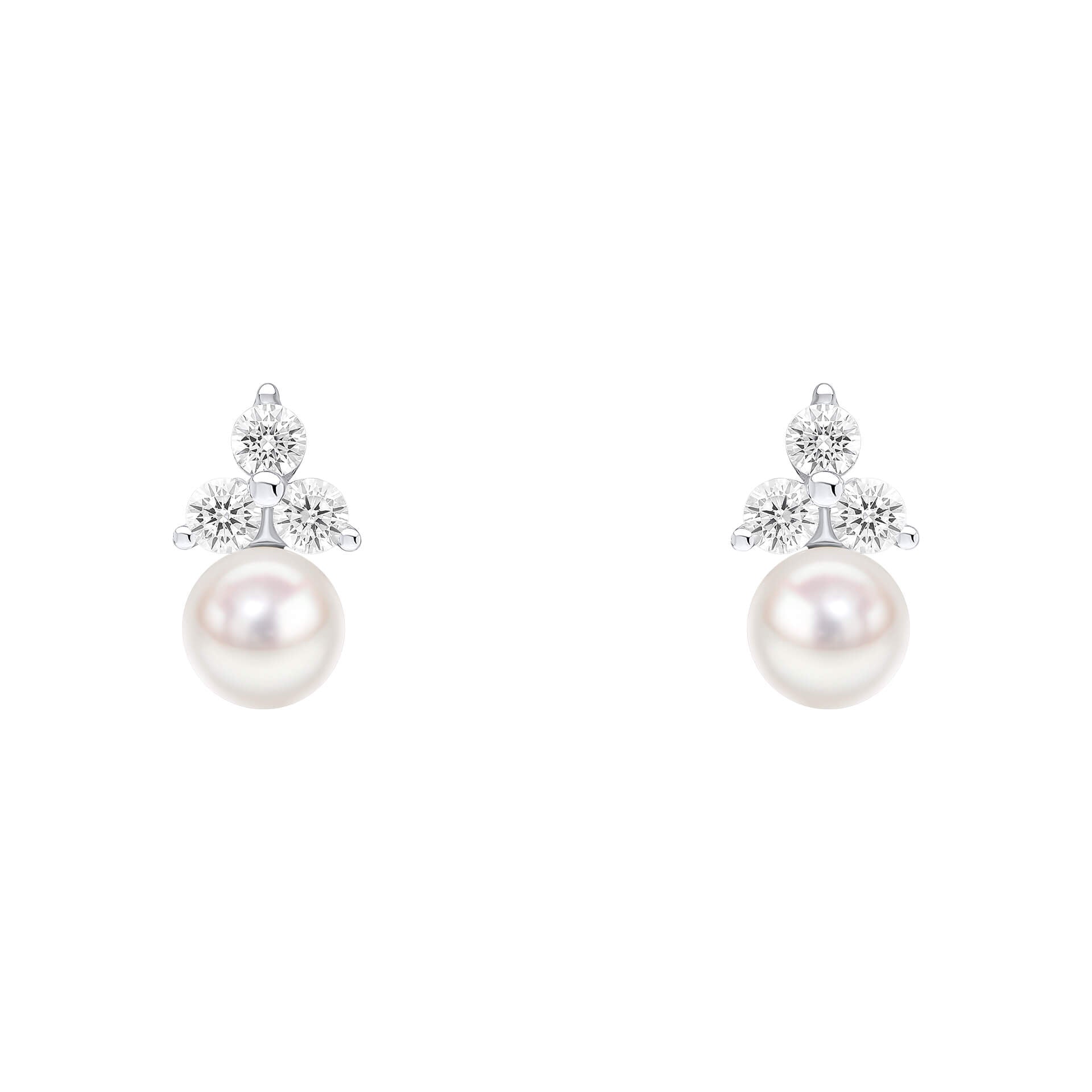 Beginnings shell pearl and zirconia stud earrings in recycled sterling silver.
