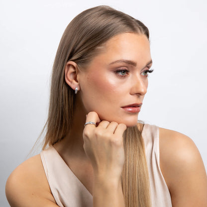 Channel Set Baguette Zirconia Hoop Earrings – Sterling Silver