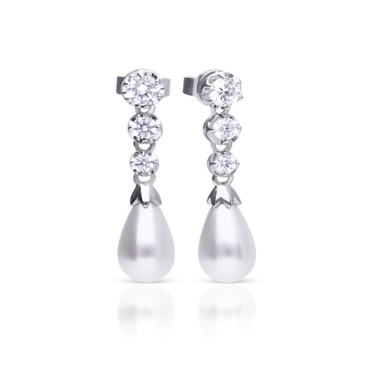 Diamonfire Statement Zirconia Drop Earrings Shell Pearl-0