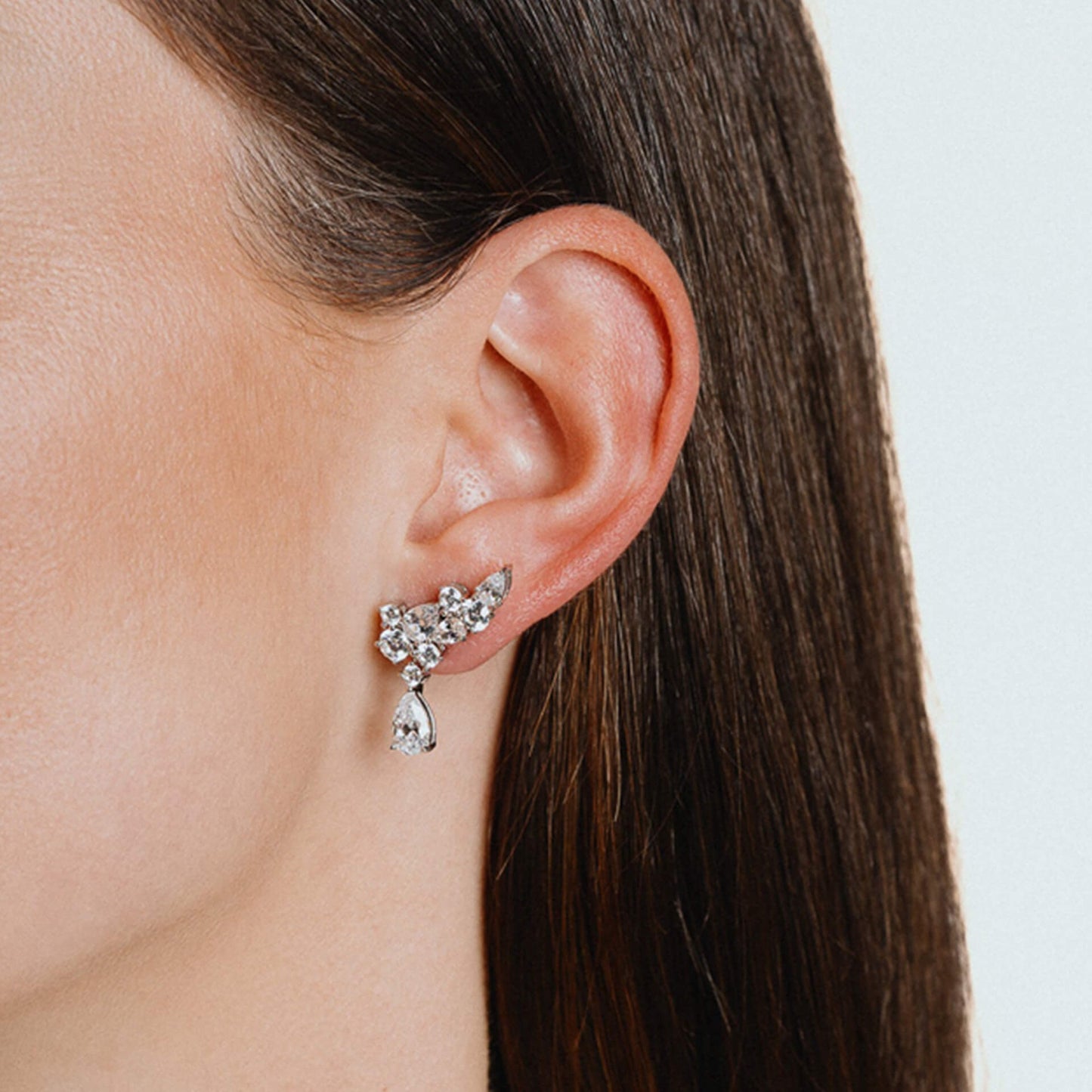 Diamonfire Statement Multi-Cut Zirconia Crawler Earrings with Drop-3