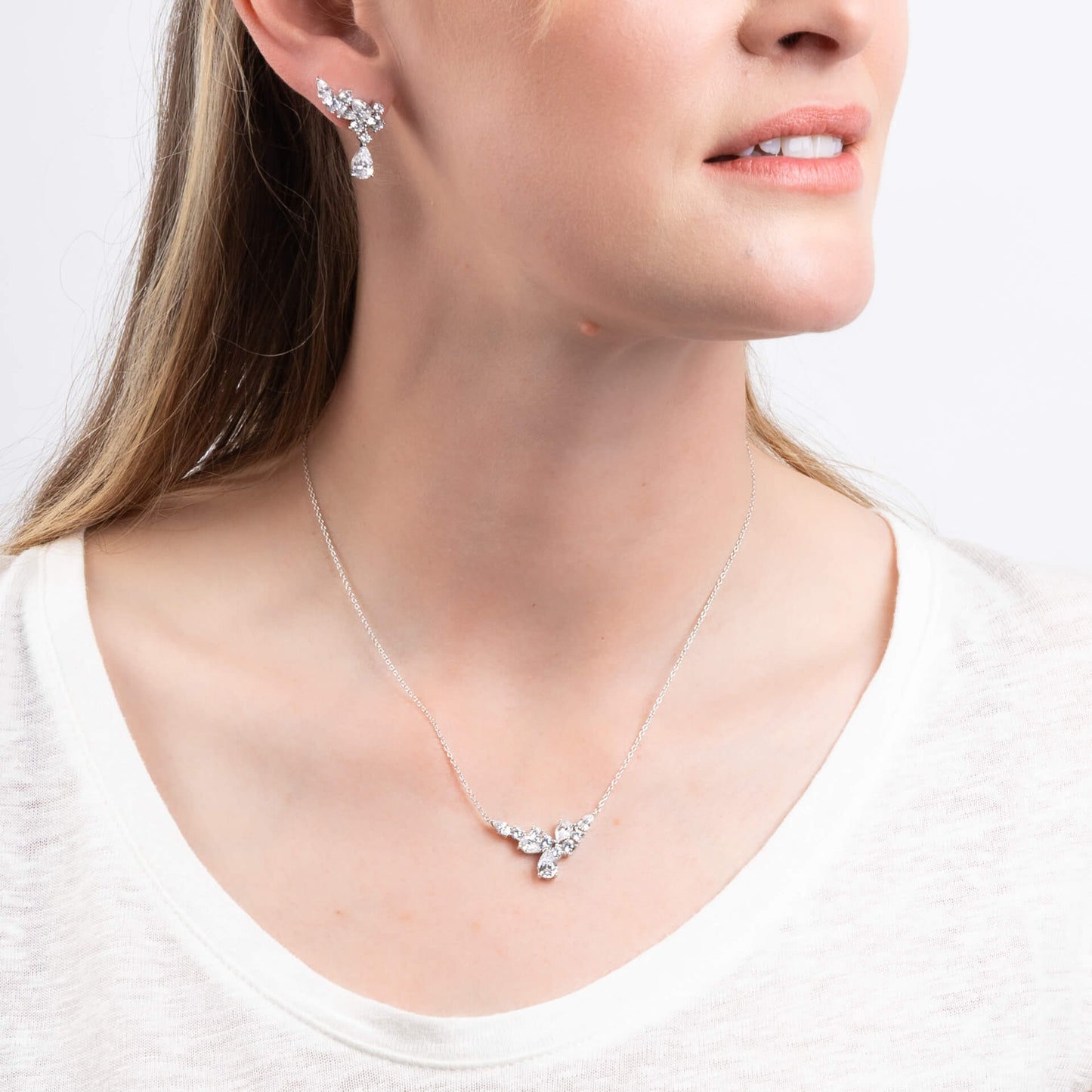 Diamonfire Statement Multi-Cut Zirconia Crawler Earrings with Drop-2