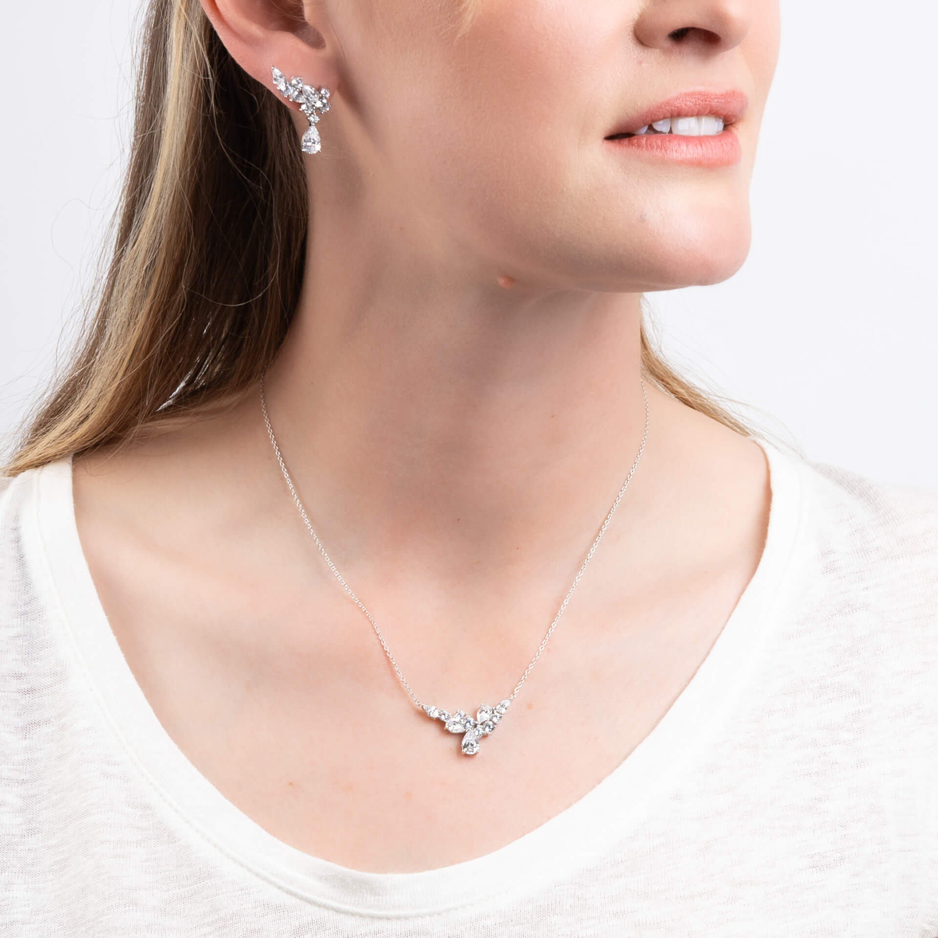 Diamonfire Statement Multi-Cut Zirconia Crawler Earrings with Drop-2