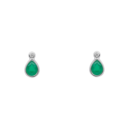 Laura Ashley Thornage Flowers stud earrings in recycled sterling silver with semi-precious cabochons.