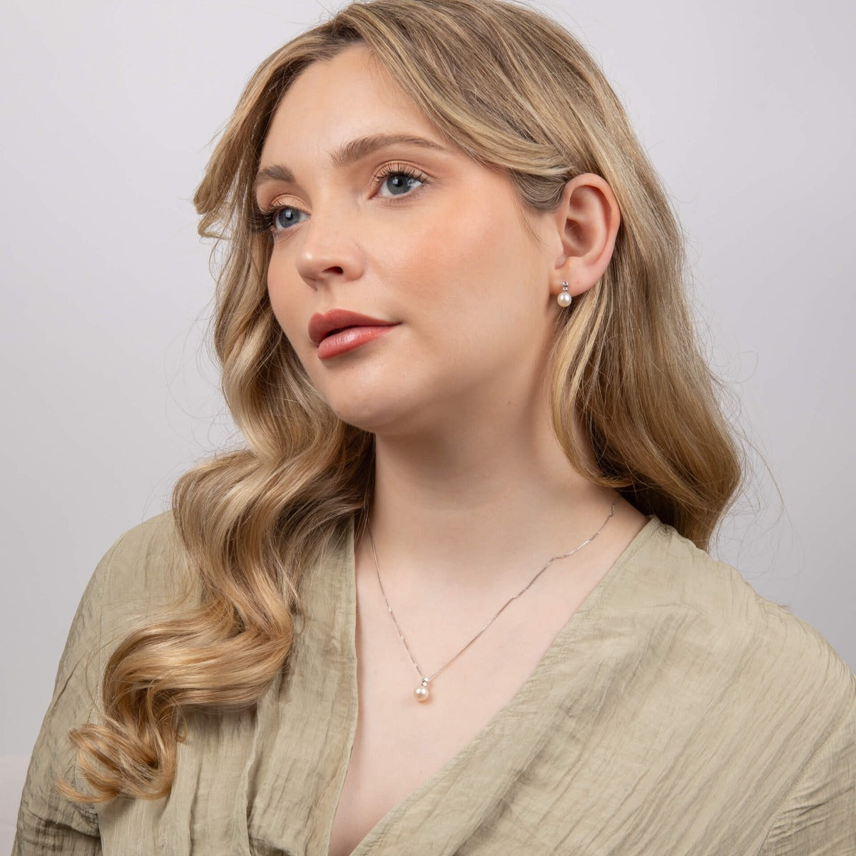 Elements Gold Freshwater Pearl Earrings with Diamonds-2