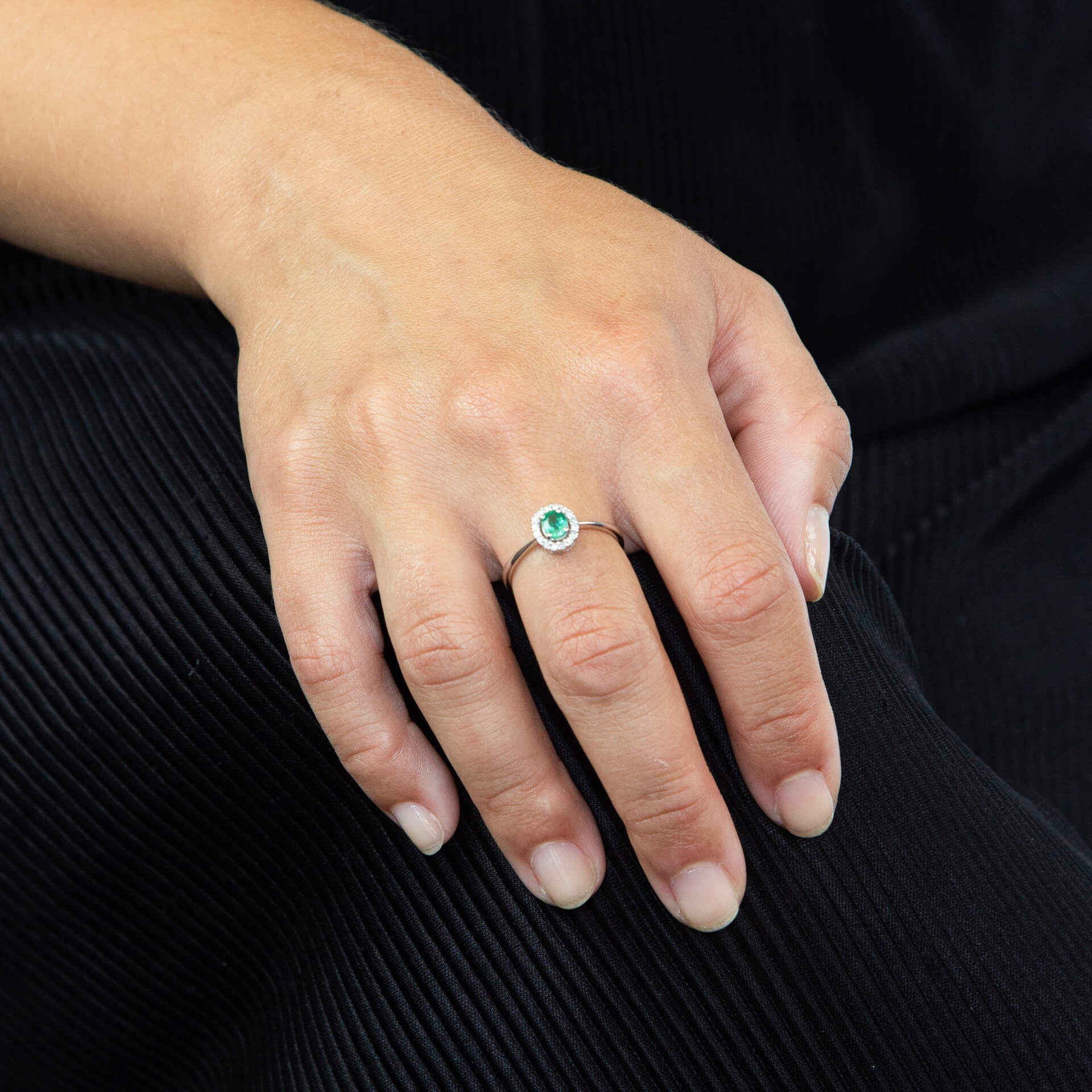 Elements Gold Precious Stone Ring with Diamond Cluster Surround-4