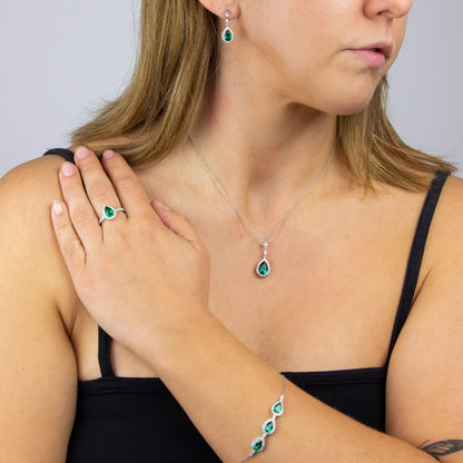 Teardrop & Pavé Surround Earrings – Sterling Silver