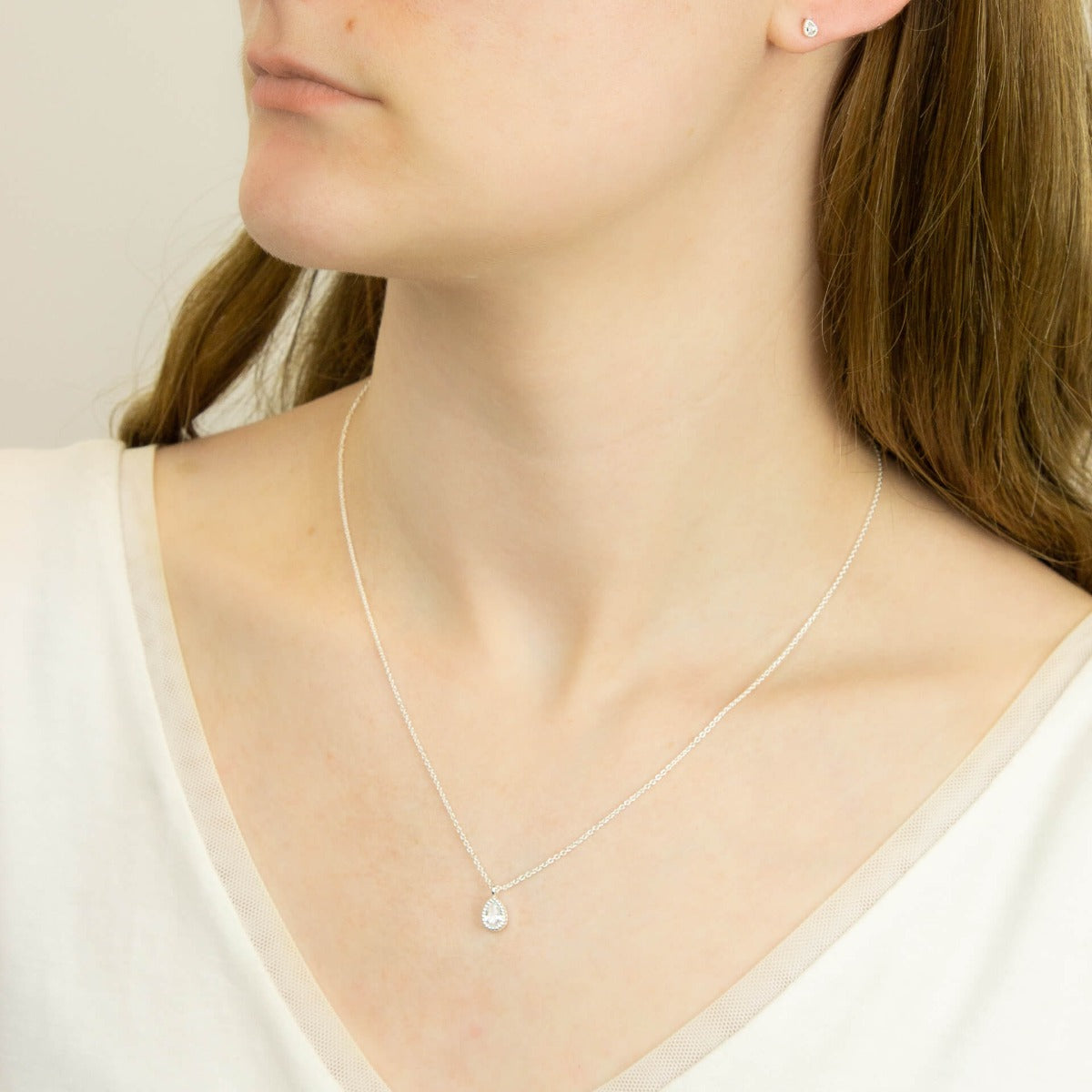 Beginnings Teardrop Necklace with Cubic Zirconia-4