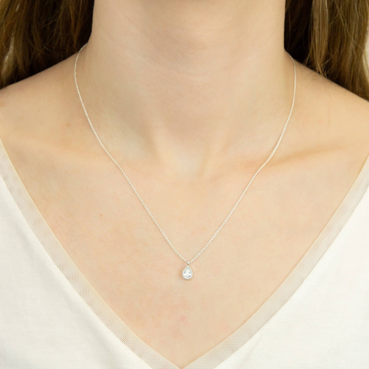 Beginnings Teardrop Necklace with Cubic Zirconia-3