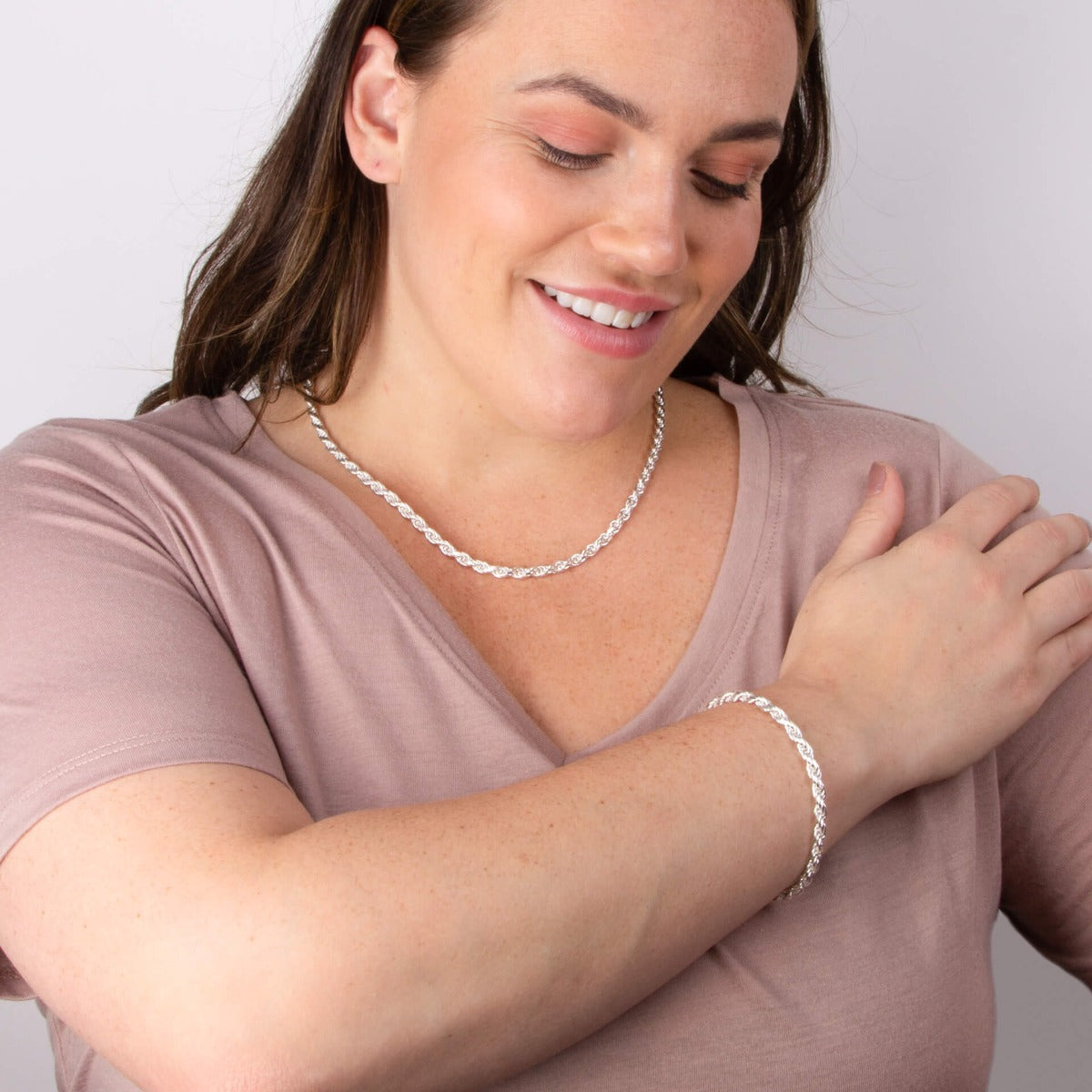 Beginnings Diamond Cut Rope Chain Bracelet-3
