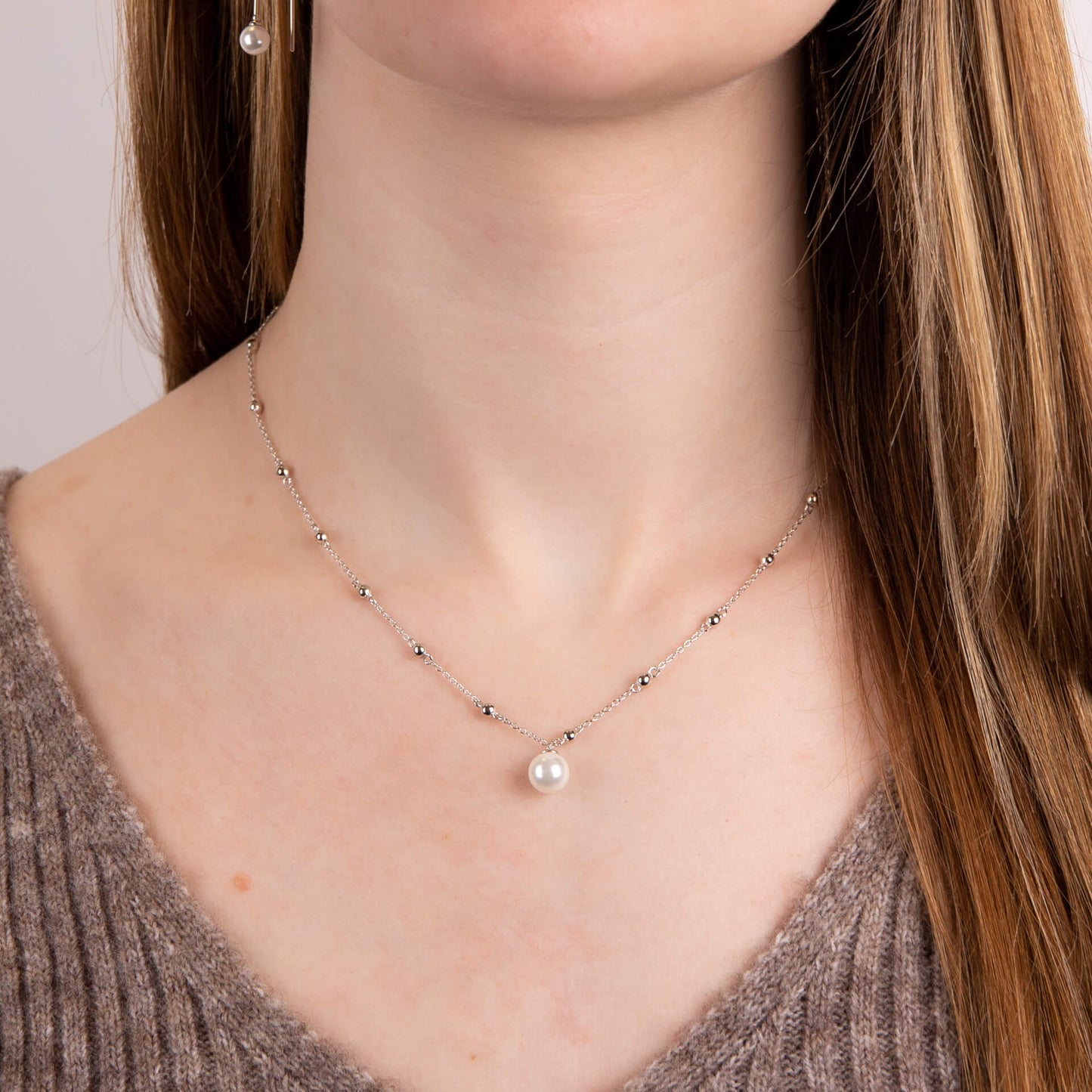 Diamonfire Station Necklace with Shell Pearl-1