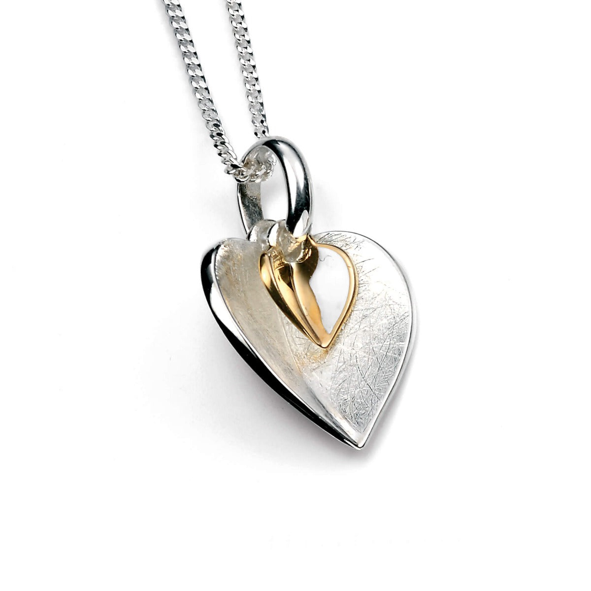 Beginnings Double Heart Pendant with Yellow Gold Plated Small Heart-0