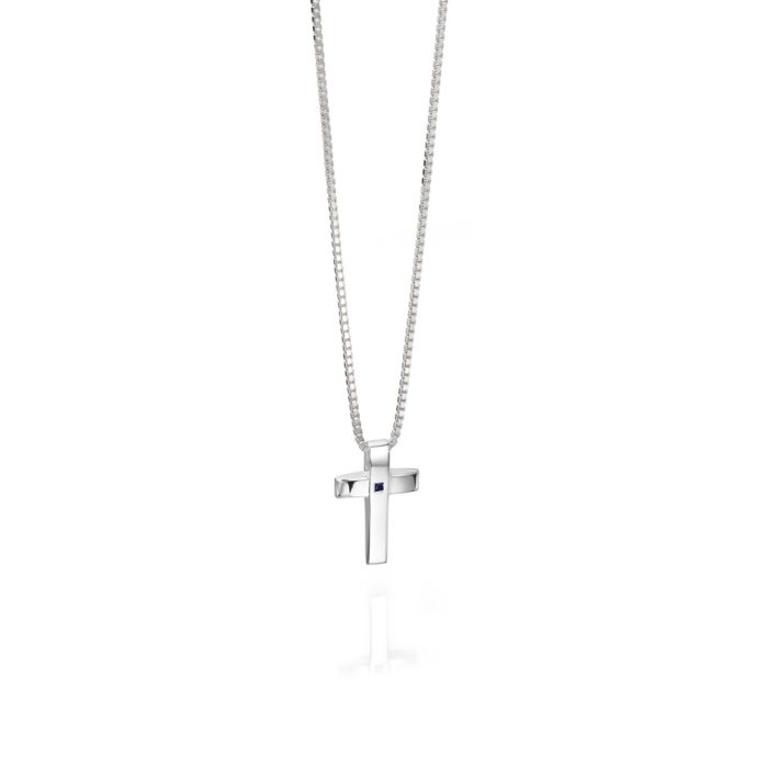 Fred Bennett Cross Pendant with Blue Sapphire Stone-0