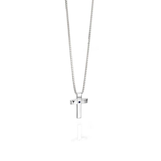 Fred Bennett Cross Pendant with Blue Sapphire Stone-0