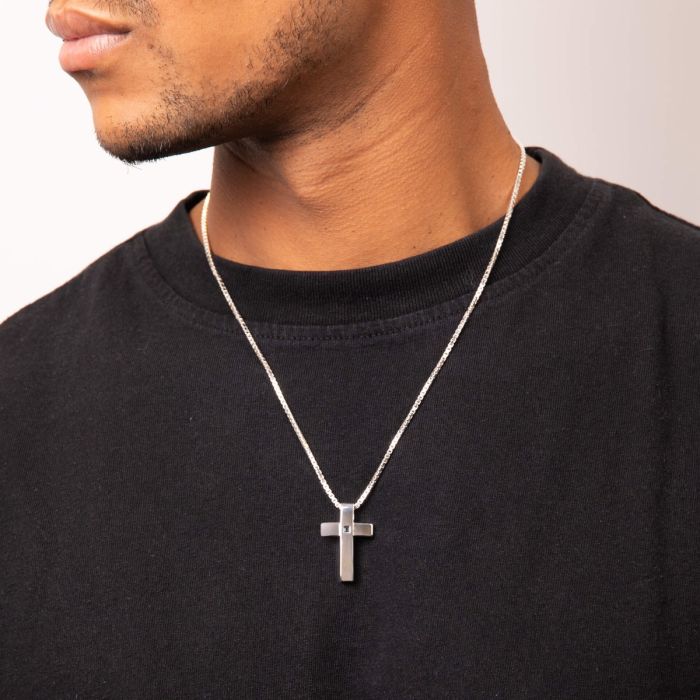 Fred Bennett Cross Pendant with Blue Sapphire Stone-1
