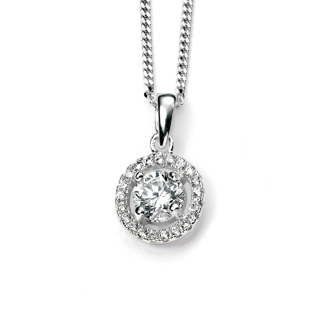 Beginnings pavé-set cluster pendant in sterling silver with cubic zirconia.