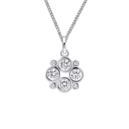 Beginnings multi bezel-set zirconia pendant in recycled sterling silver.